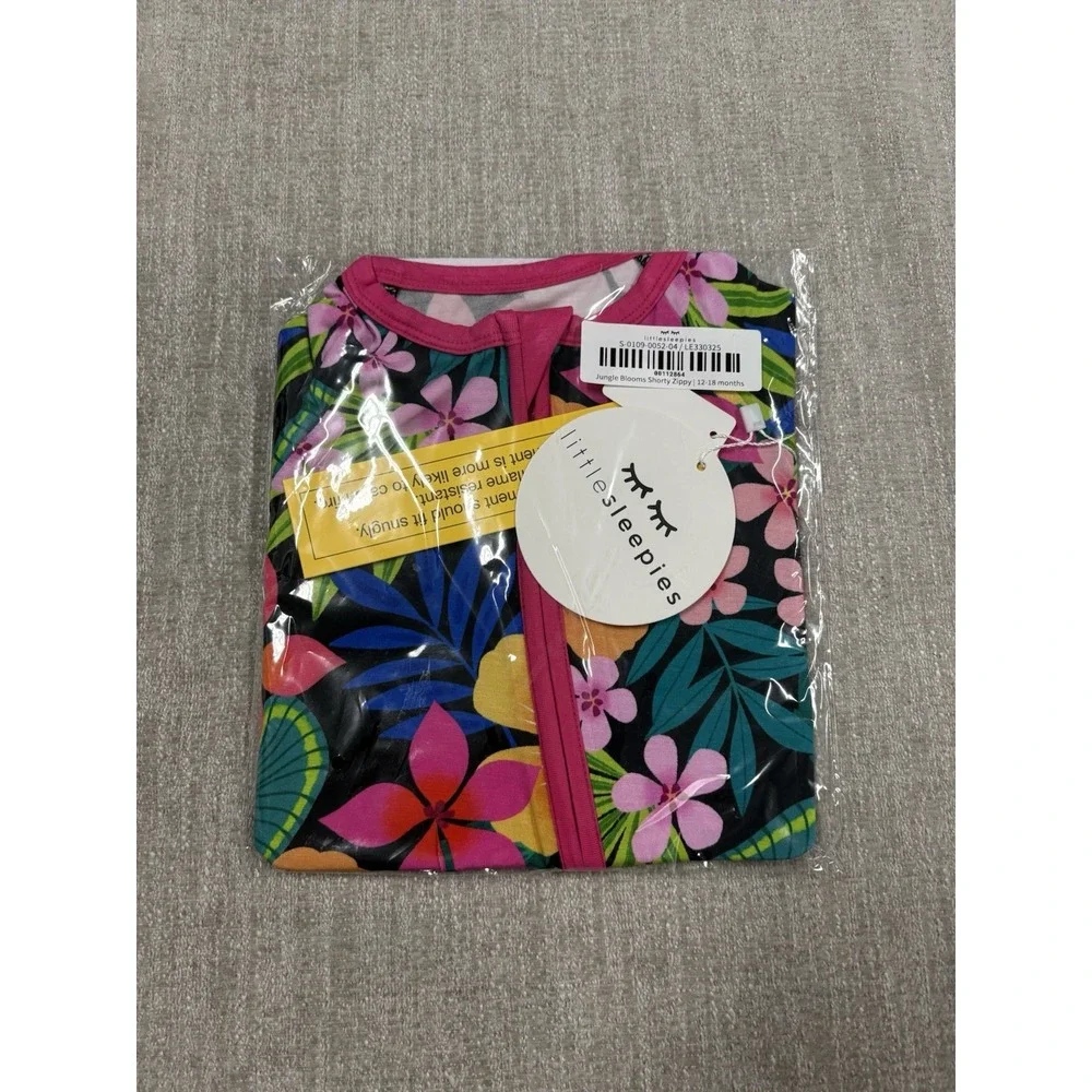 NEW Little Sleepies Jungle Blooms Bamboo Shorty Zippy Size 12-18 Months Floral